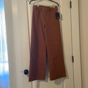 Wide leg high rise Gap pants in summer spice brown